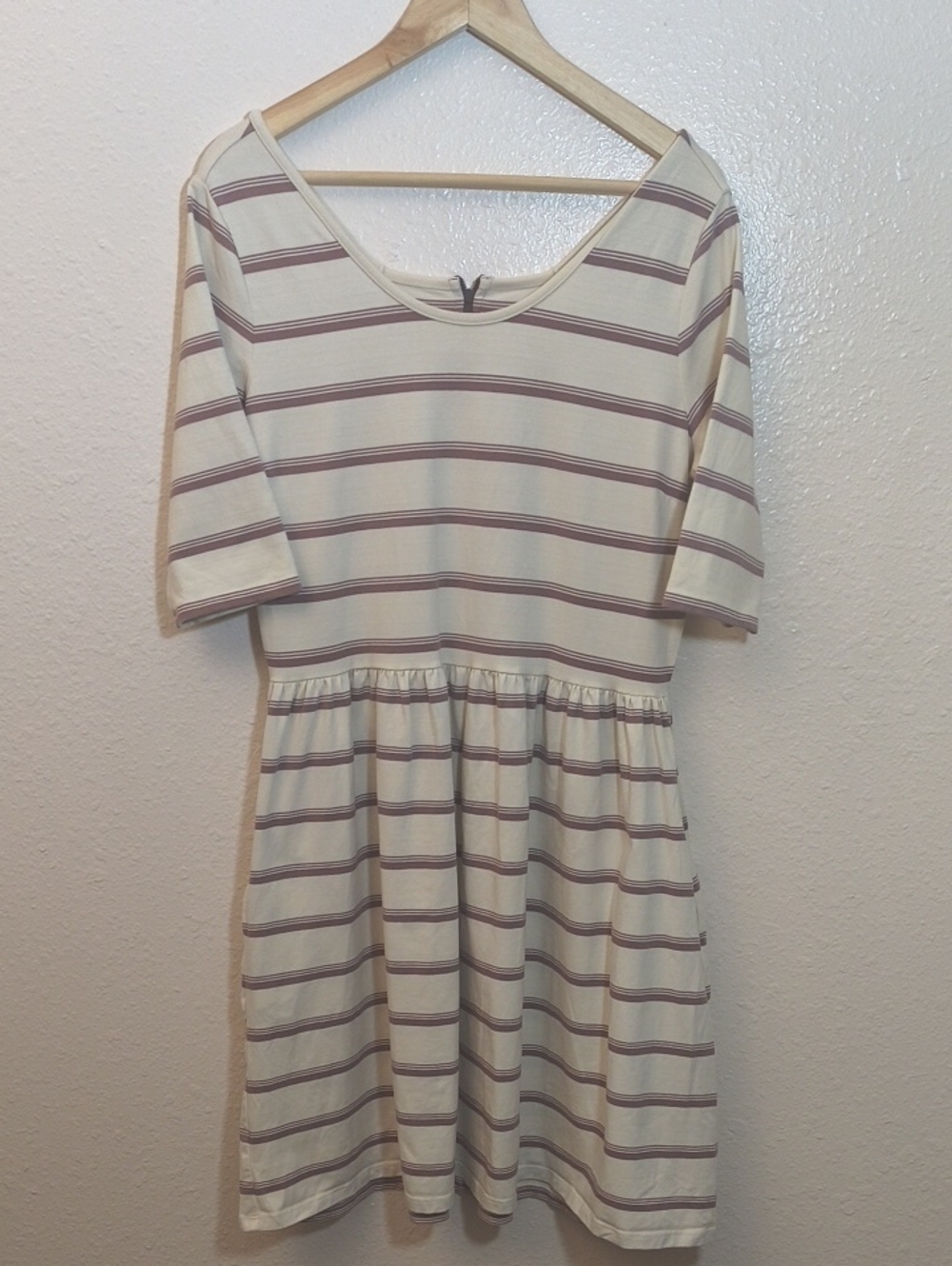White Dress With Brown Stripes
